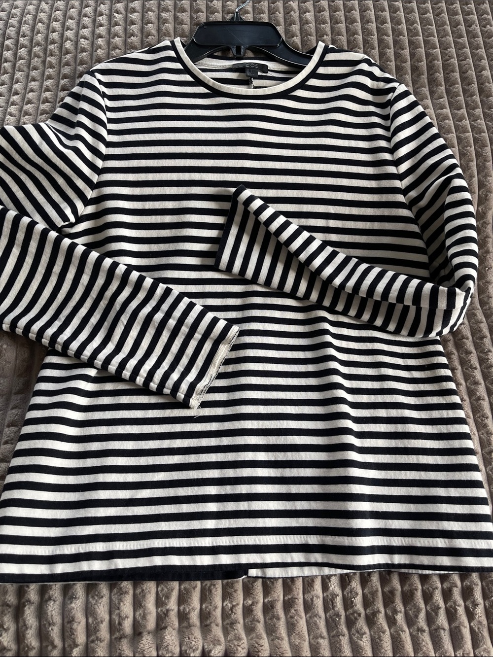 COS Black and White Striped Long Sleeve Tee M